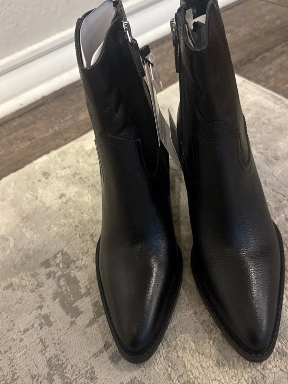 MANGO MNG BLACK FAUX LEATHER POINTED BLOCK HEEL ANKLE BOOTS BOOTIE 40 US 9